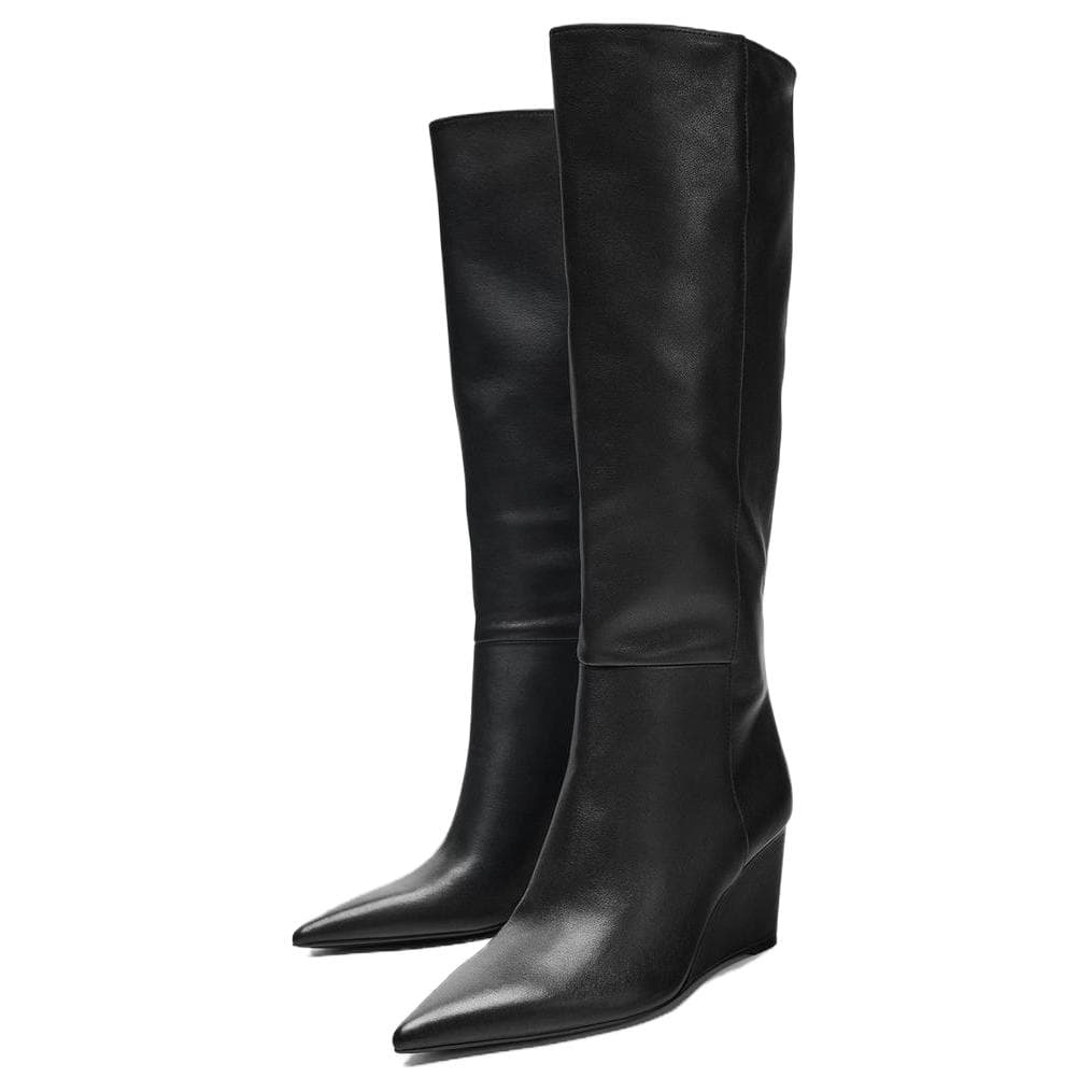 Ботинки zara Колено High Ботинки Черный Женские - изображение 4