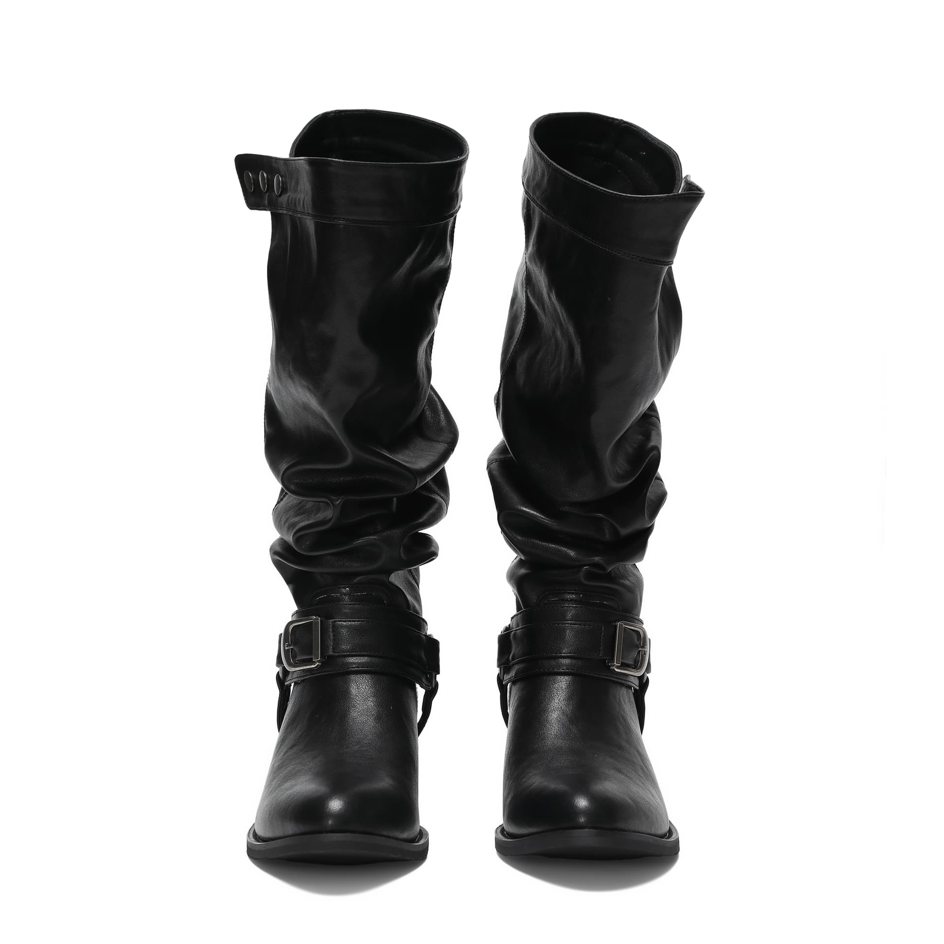 Ботинки ZHR Колено High Ботинки Черный [4,5cm] Женские - изображение 4