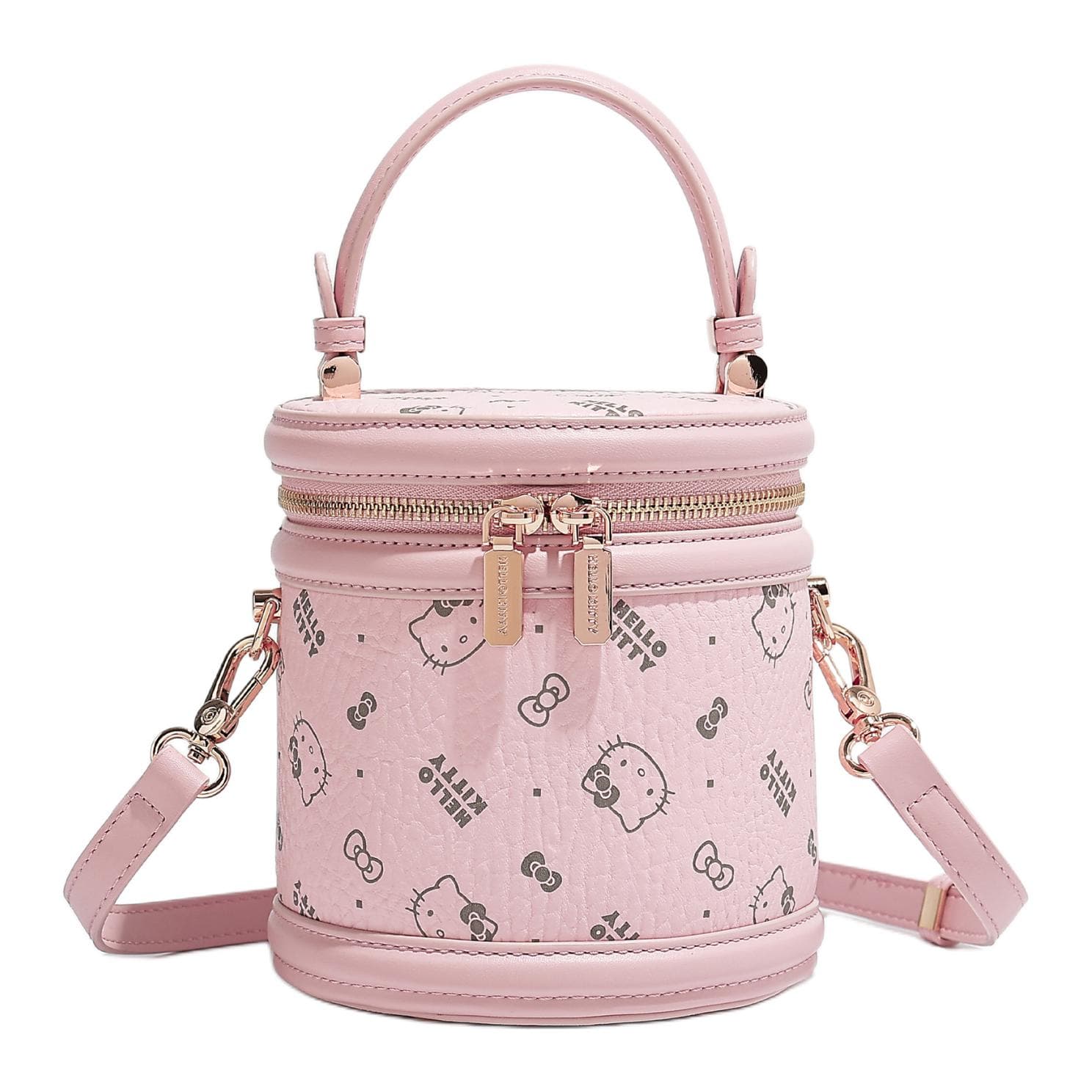 Сумка Sanrio Hello Kitty классический универсальный модный PU ведрообразные сумки через плечо розовый/молочно-чайный - изображение 1