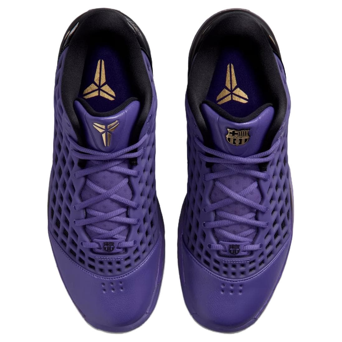 Кроссовки для баскетбола Nike X FC Barcelona Zoom Kobe 3 Low Топ Баскетбольные кроссовки Унисекс Желто-фиолетовый - изображение 4