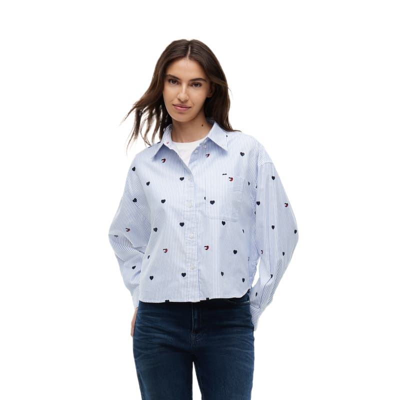 Блузка Tommy Hilfiger Сине-белые полоски C1N Женские Рубашки - изображение 1
