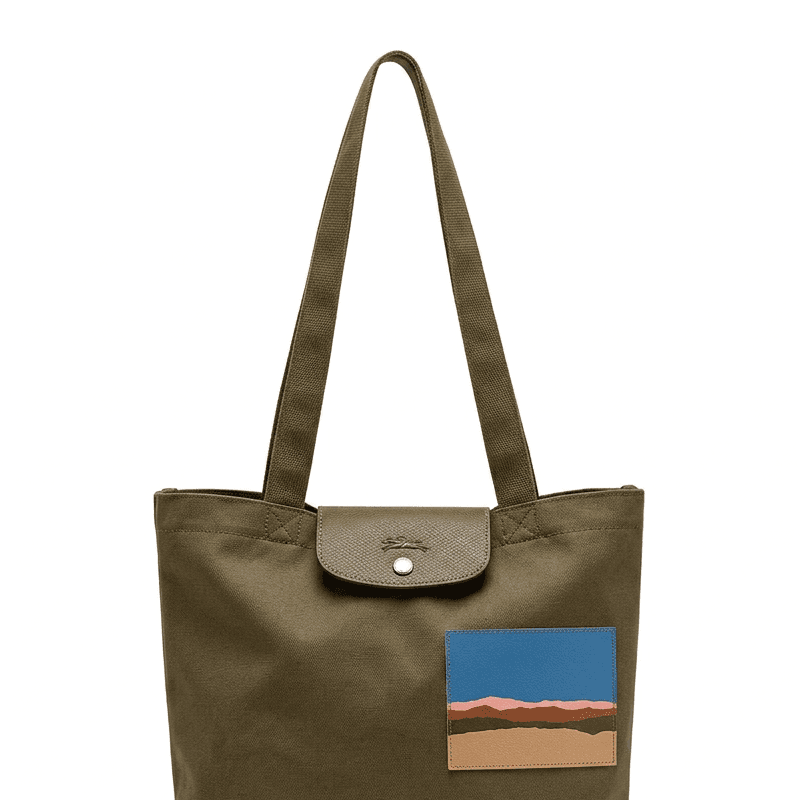 Мини-сумка LONGCHAMP X Caroline Hélain Коллаборация Ткань с коровьей кожей Сумка через плечо Средняя Женская Оливковая - изображение 2