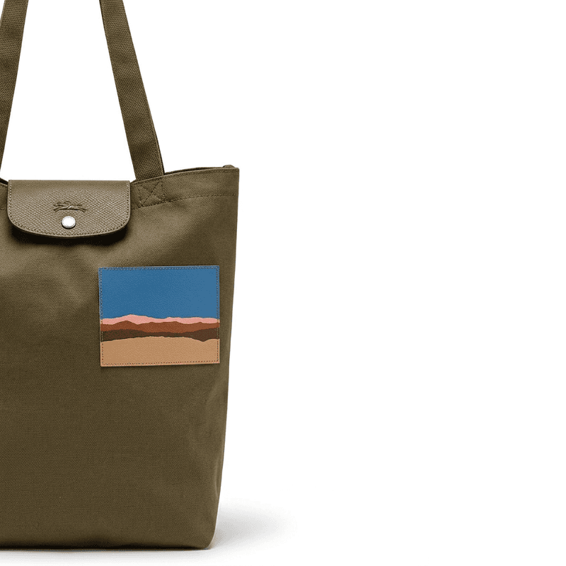 Мини-сумка LONGCHAMP X Caroline Hélain Коллаборация Ткань с коровьей кожей Сумка через плечо Средняя Женская Оливковая - изображение 3