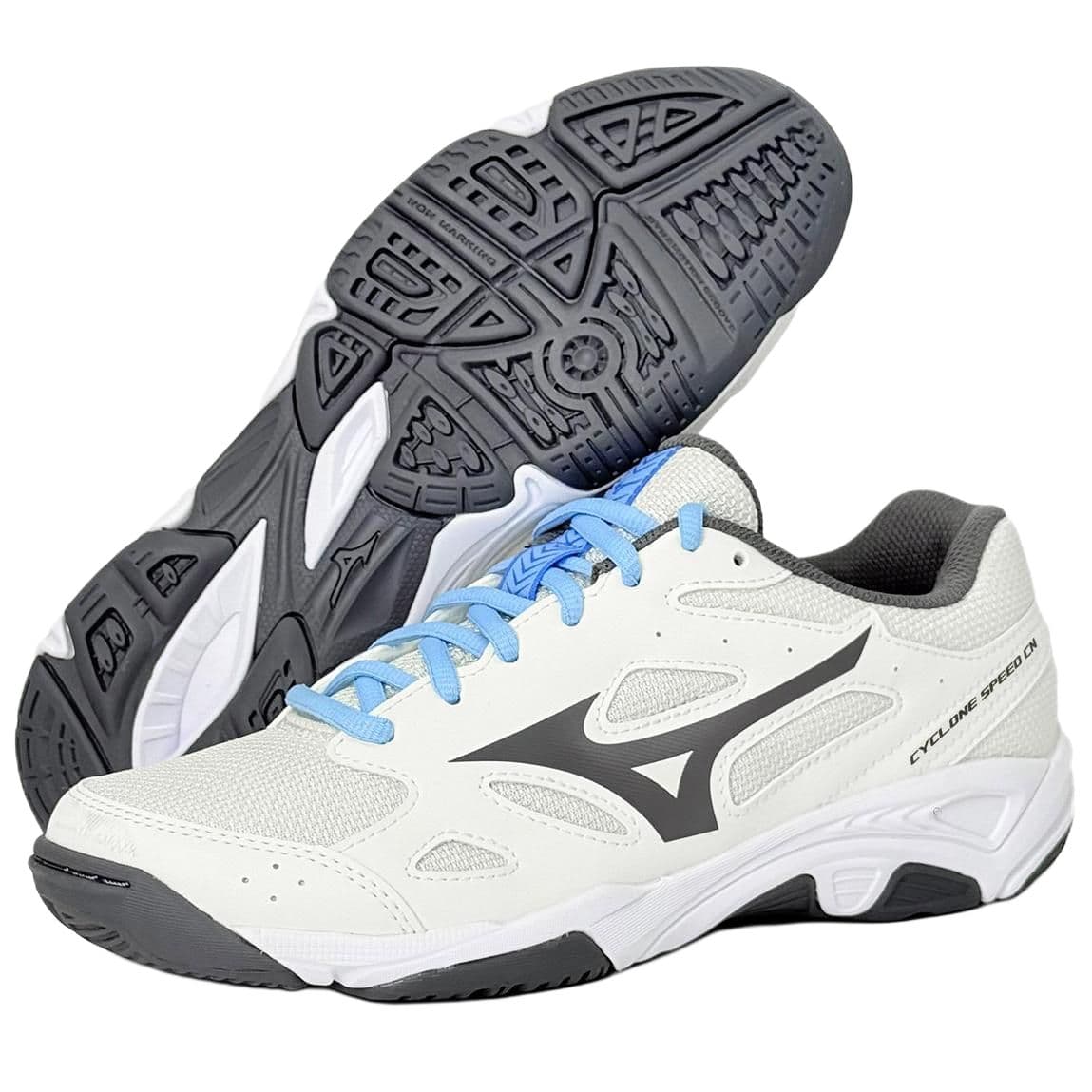 Кроссовки для бадминтона Mizuno Cyclone Speed CN Устойчивые к истиранию Низкие Кроссовки для Бадминтона Унисекс Белый Синий Серый - изображение 5