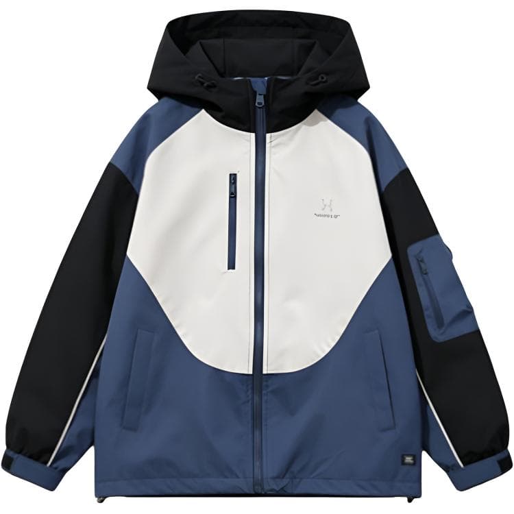 SHIBU LBQW8867 Трехцветный Пэчворк С капюшоном Ветровка Синий Kids Туристическая одежда - изображение 1