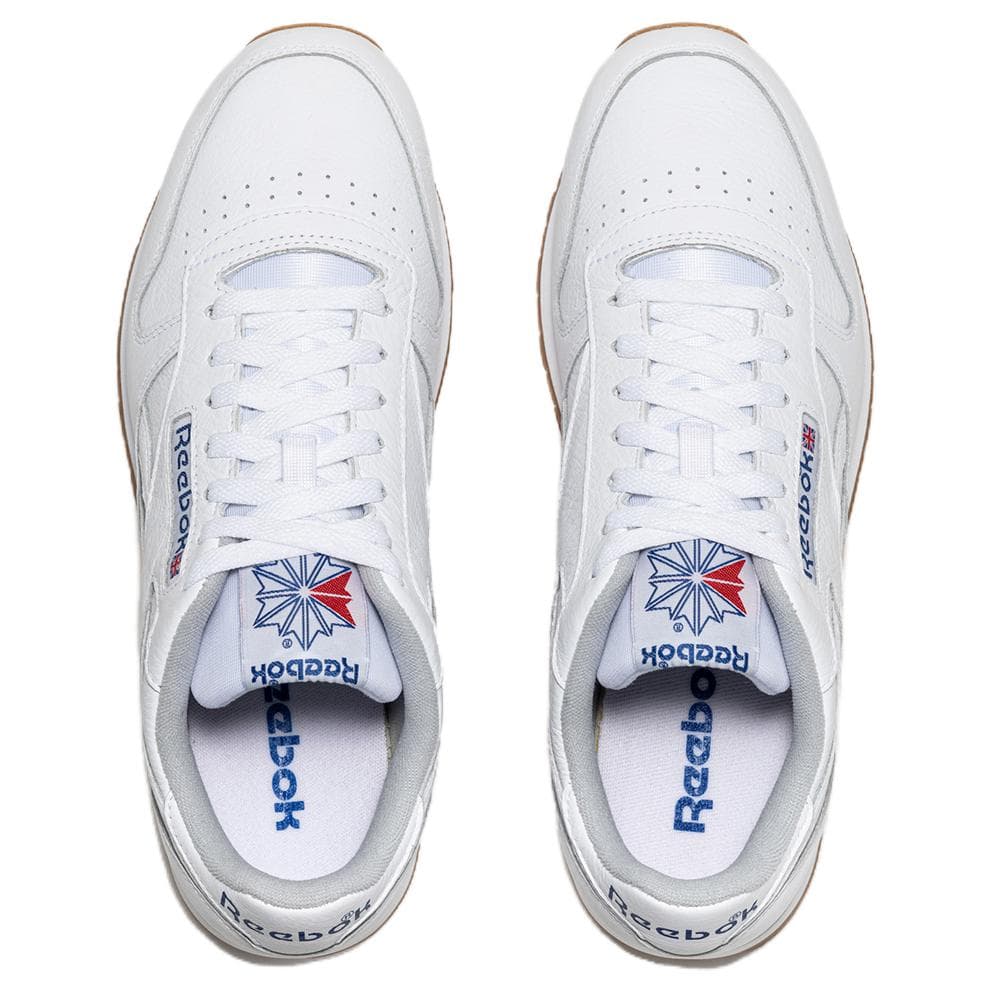Кроссовки REEBOK Classic Leather Лоу-топы Повседневная обувь Мужская Белый Синий RE-ENTER The Scene Возвращайтесь с шагом - изображение 3