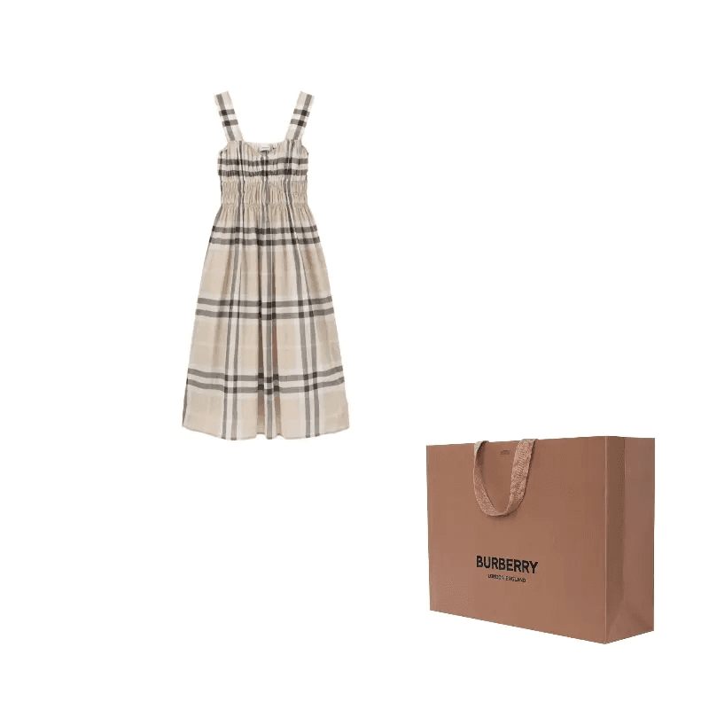 Burberry Без рукавов Платье Женские Камень Бежевый - изображение 9