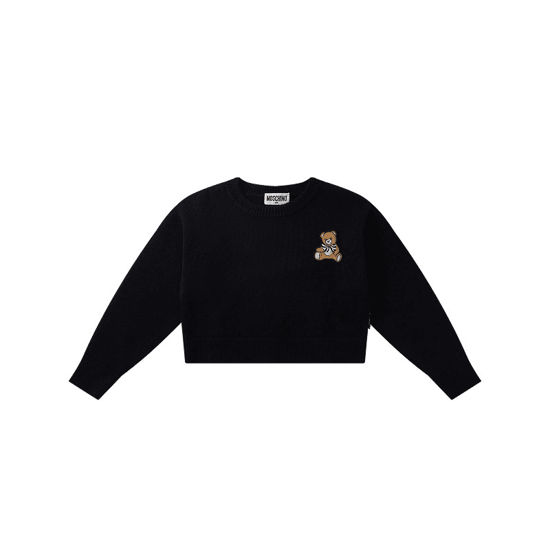 MOSCHINO Свитер из хлопкового волокна и шерстяной смеси детская модель CROP пуловер возраст 3-7 лет - изображение 3