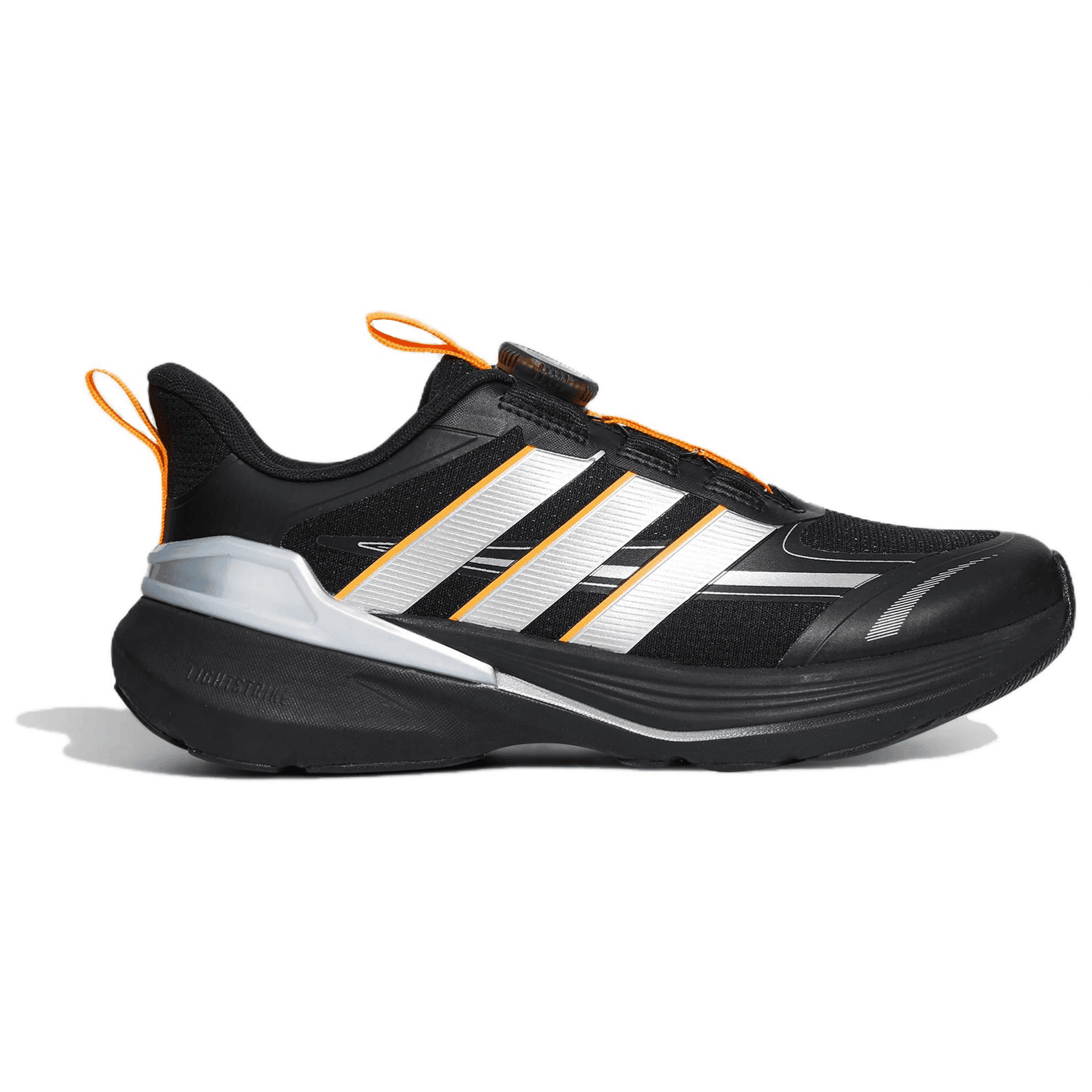 Кроссовки Adidas LIGHTDART Детские беговые кроссовки Low Топ Черный Металлический серебристый Оранжевый Kids - изображение 2
