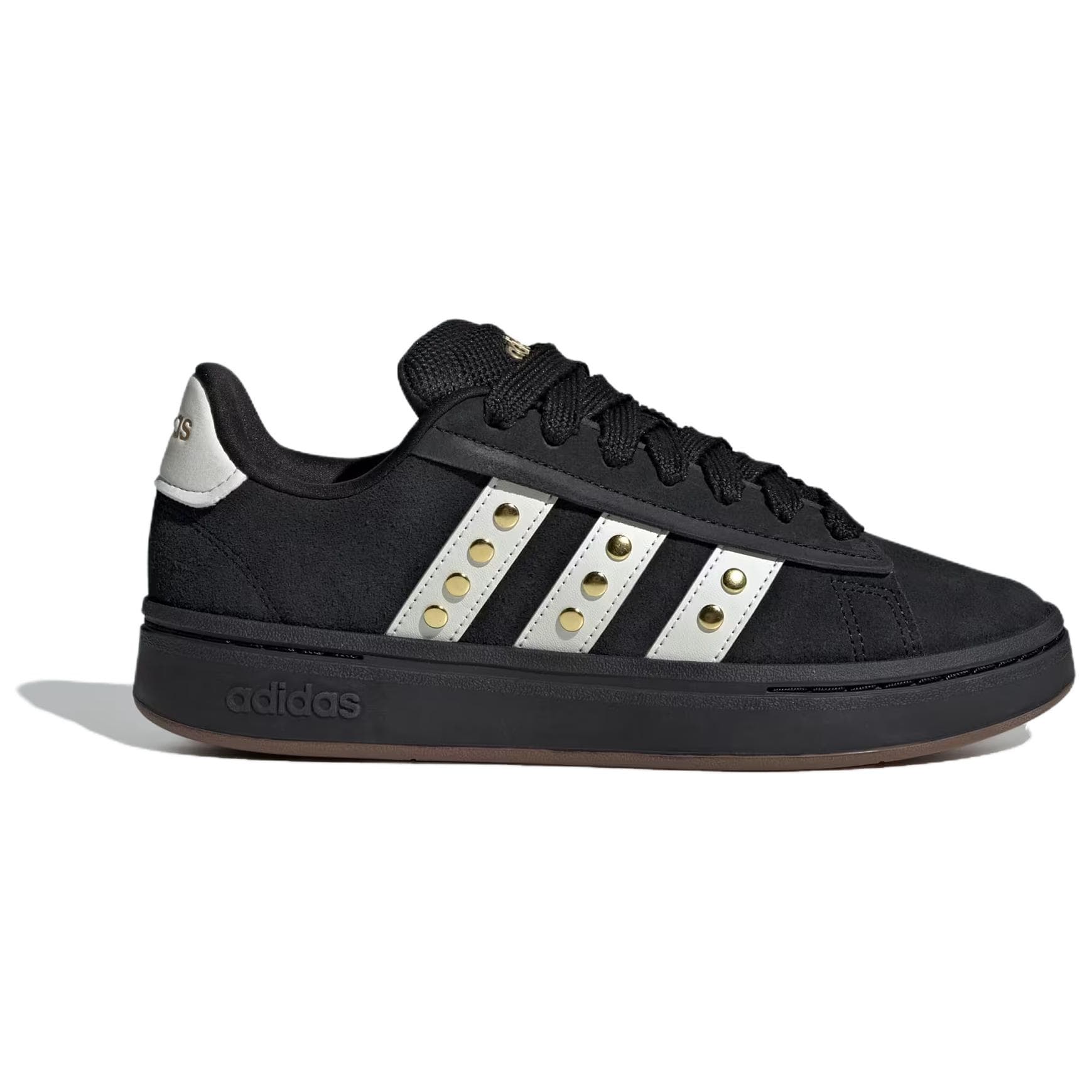 Кроссовки Adidas GRAND COURT ALPHA 00S Скейтборд Кроссовки Низкий Топ Основной Черный Zero Металлик Матовый Золото Женские - изображение 2