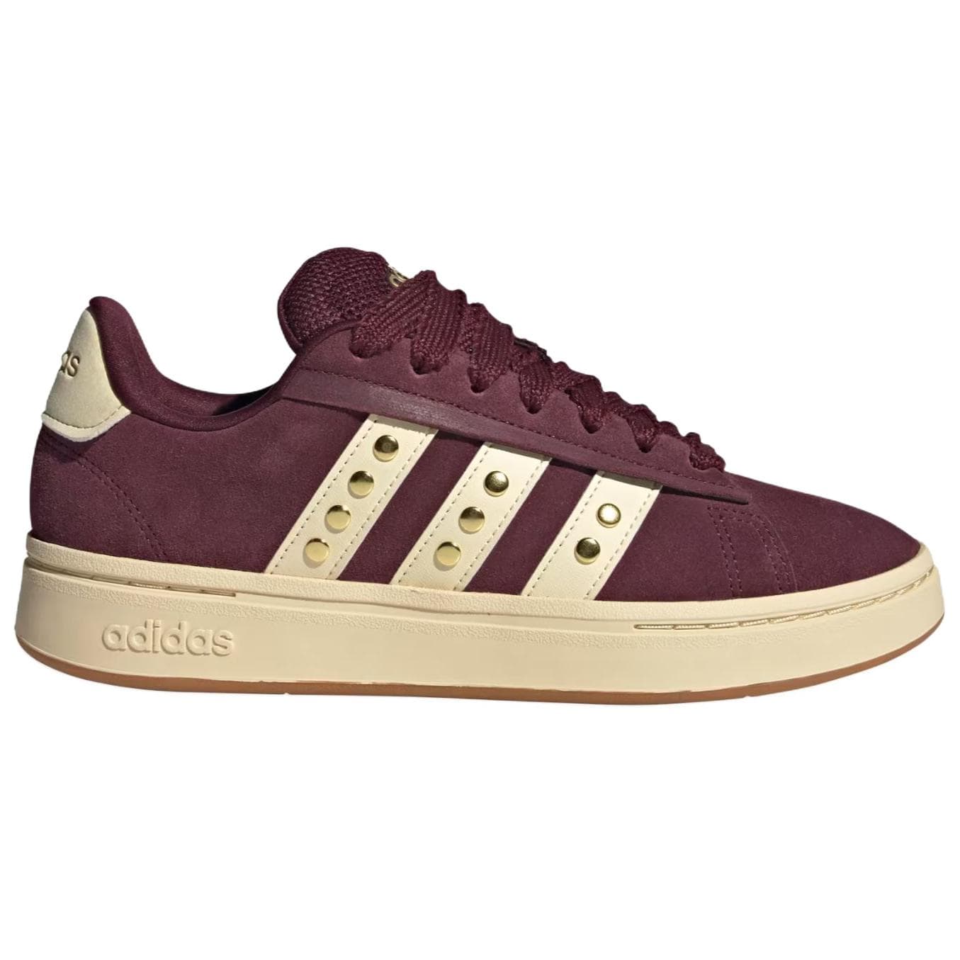 Кроссовки Adidas GRAND COURT ALPHA 00S Скейтборд Кроссовки Низкий Топ Бордовый Теплый Ванильный Матовый Золотистый Женские - изображение 2