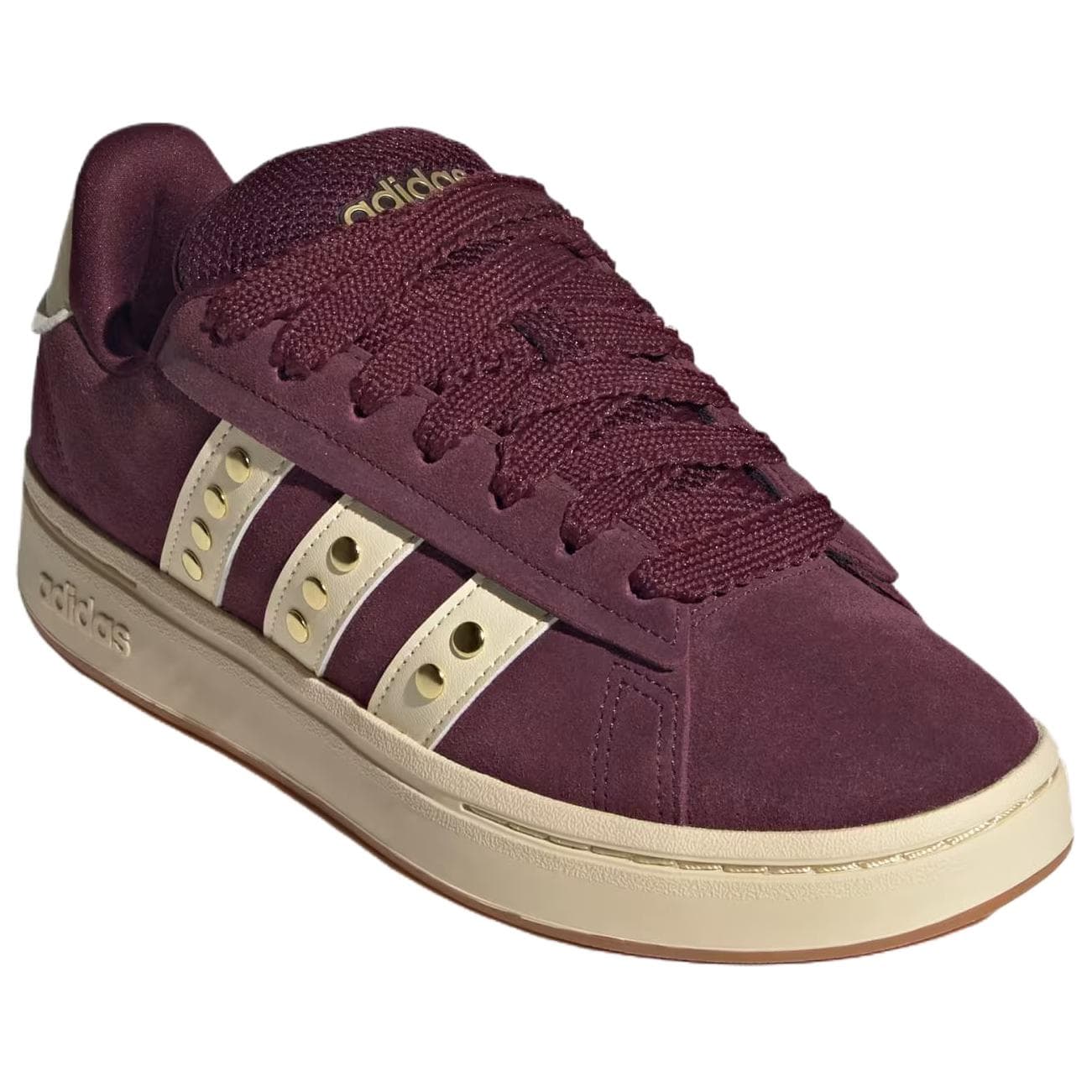 Кроссовки Adidas GRAND COURT ALPHA 00S Скейтборд Кроссовки Низкий Топ Бордовый Теплый Ванильный Матовый Золотистый Женские - изображение 3