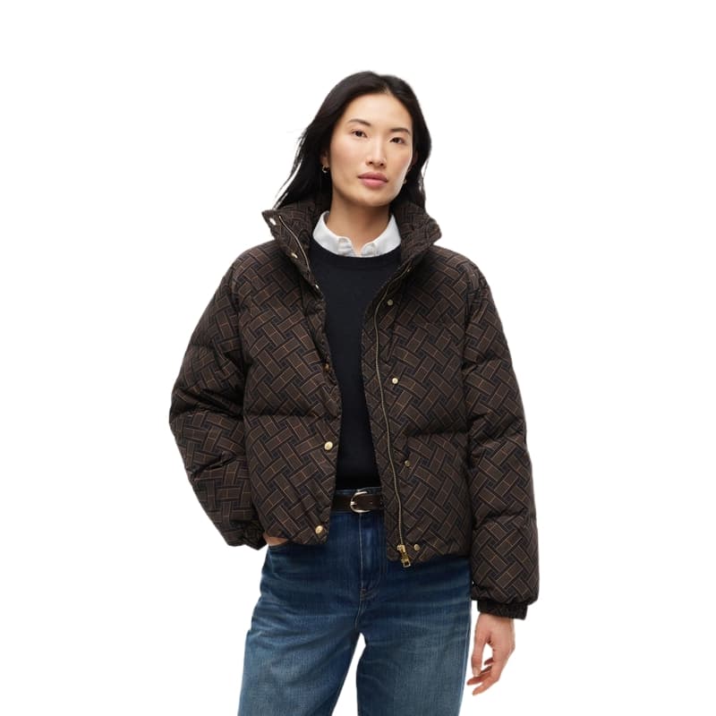 Пуховик Tommy Hilfiger Коричневый Weave Узор 0MF Женские Пуховики - изображение 1