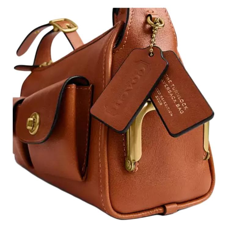 Мини-сумка Coach Натуральный Зернёная кожа Сумки через плечо Большой Женские Янтарно-коричневый - изображение 5