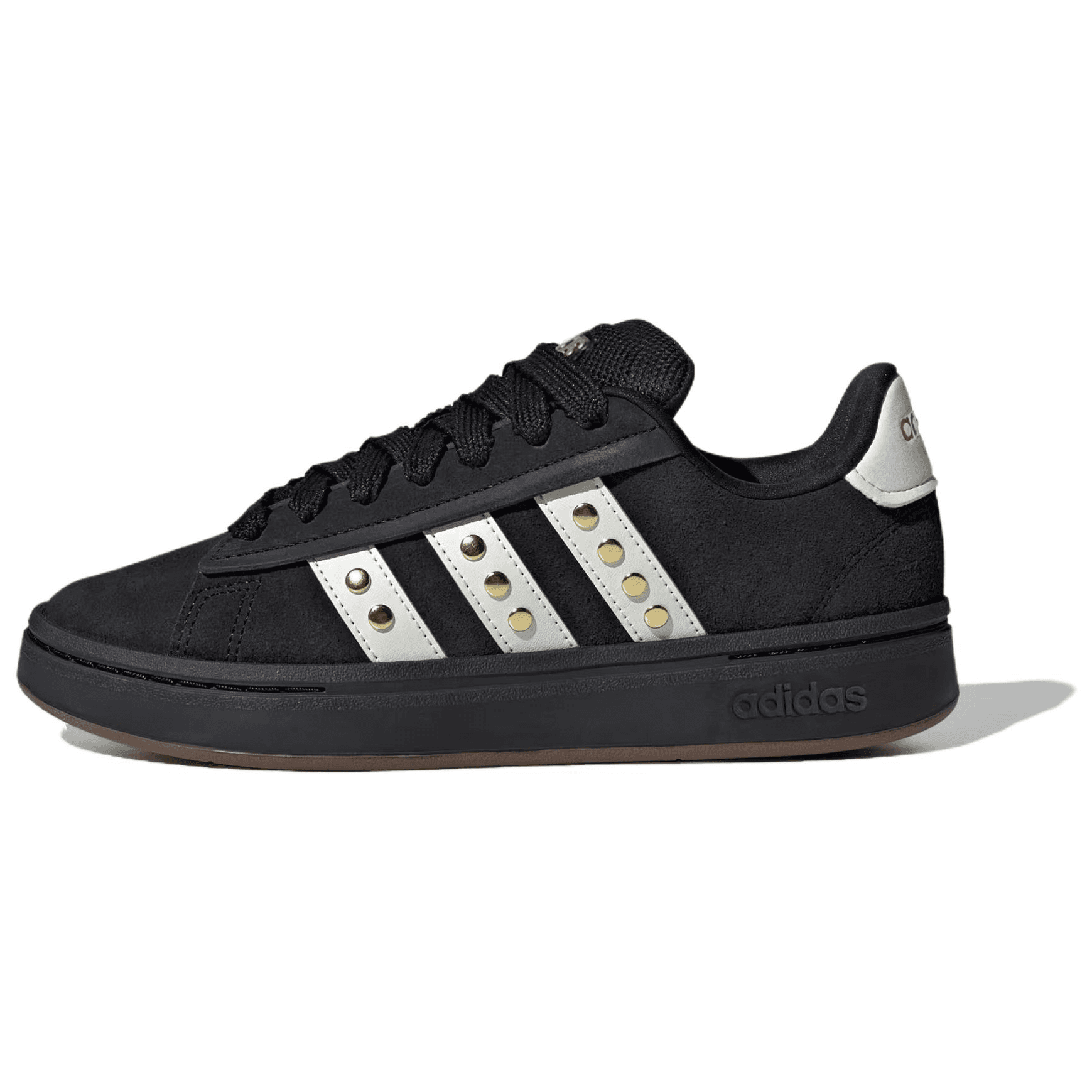 Кроссовки Adidas GRAND COURT ALPHA 00S Скейтборд Кроссовки Низкий Топ Основной Черный Zero Металлик Матовый Золото Женские - изображение 1