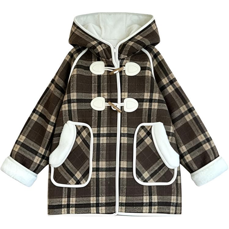 SHIBU 63093 Клетчатый ворсистый пальто кофе Kids Tops - изображение 1
