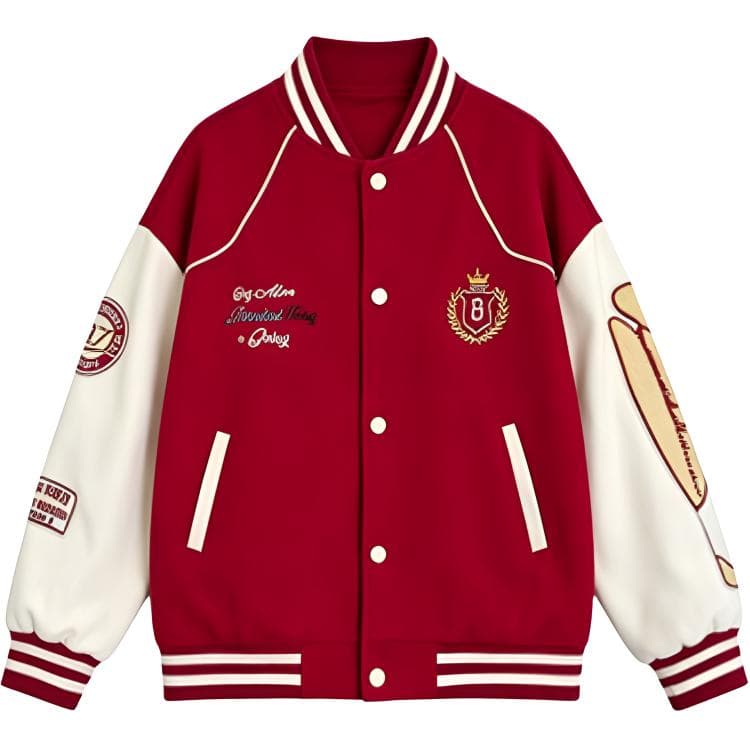 SHIBU Cjd1222 Crown Embroidery Baseball Jacket Coat Image Color Kids Baseball Jackets SHIBU Cjd1222 Crown Вышивка Бейсбольная куртка Пальто Изображение Цвет Kids Бейсбольные куртки - изображение 1