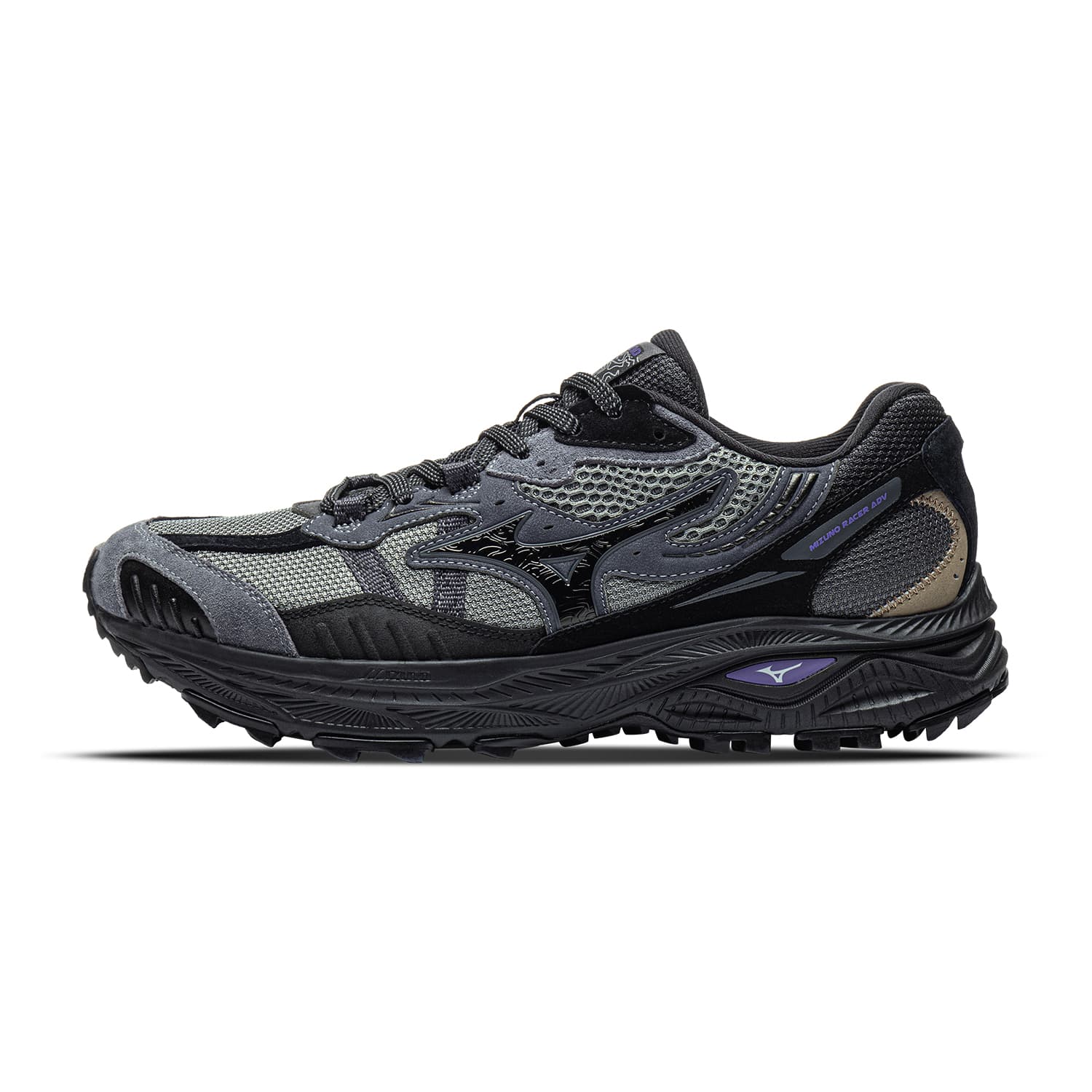 Кроссовки для бега Кроссовки для бега Mizuno Racer ADV низкий топ коричневый серый темный железный серый черный унисекс - изображение 1