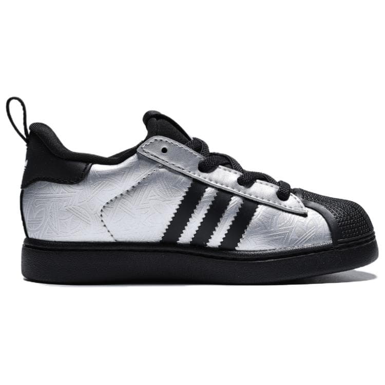 Кроссовки Adidas Originals Superstar Лоу-топы Скейтборд Обувь Черно-серебро Детский - изображение 2