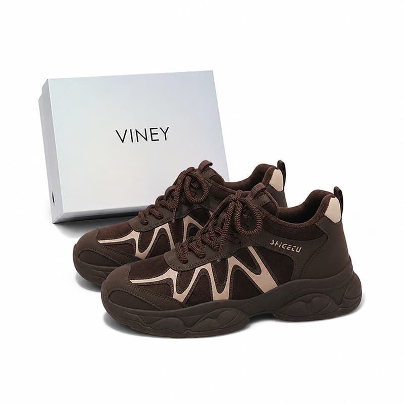 Кроссовки VINEY Массивные кроссовки MID Топ Коричневый Женские - изображение 2