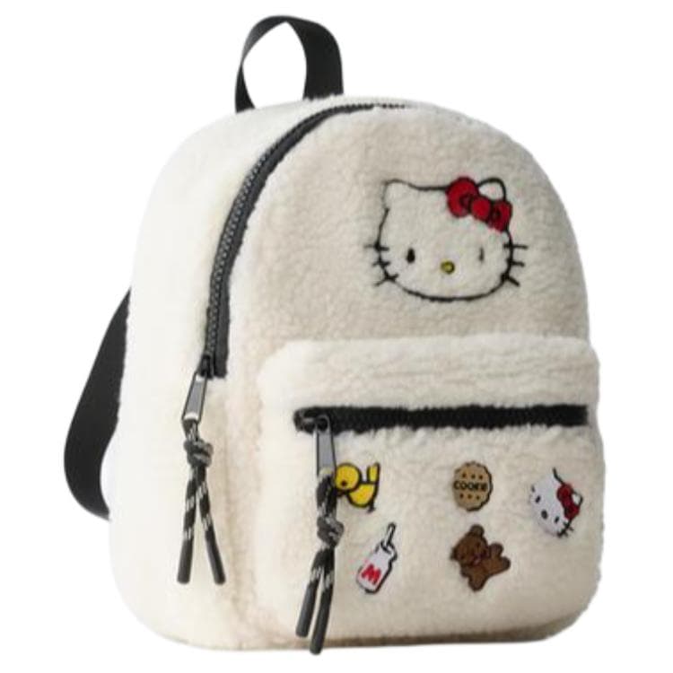 ZARA x Hello Kitty Коллаборация Мультяшный узор Полиэстер Полиэстерный Рюкзак Детский Белый - изображение 3