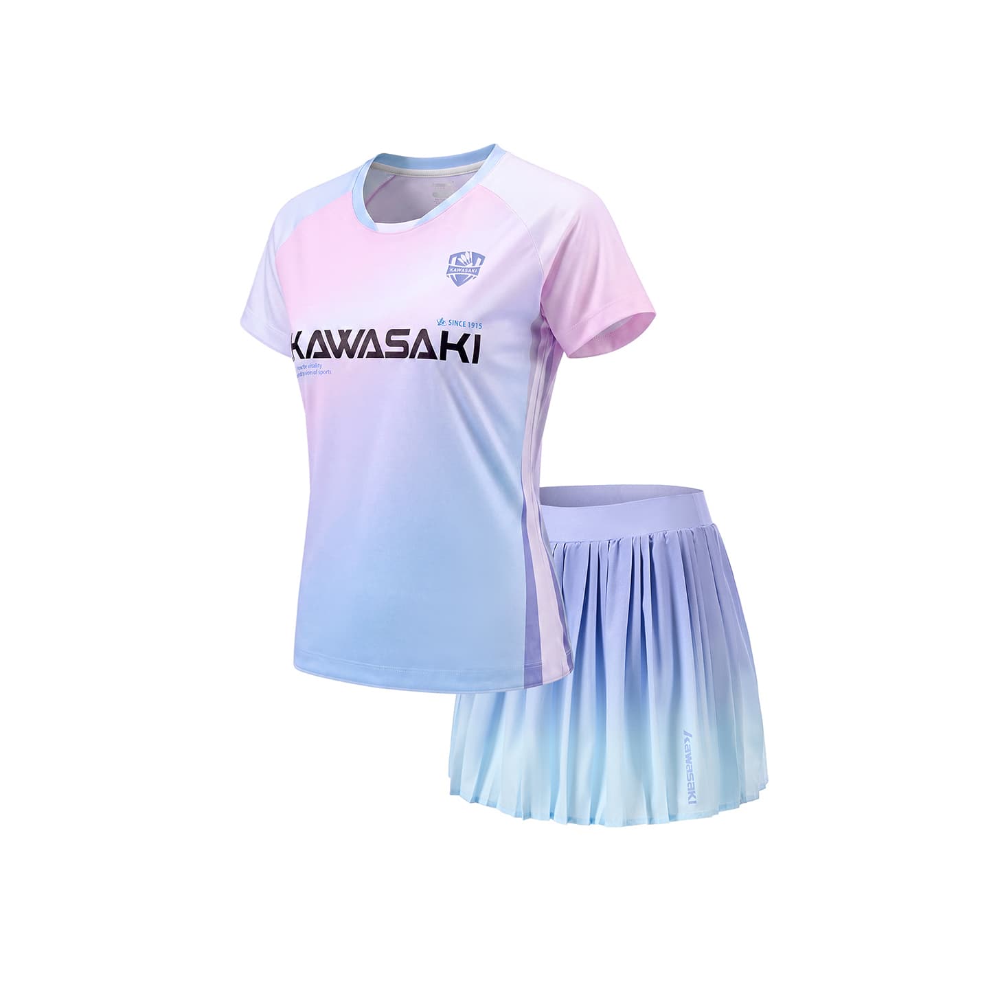 Kawasaki Set Magic Flowers (Gradient Blue Top + Gradient Blue Bottom) Женская Бадминтон Топы и Футболки - изображение 3
