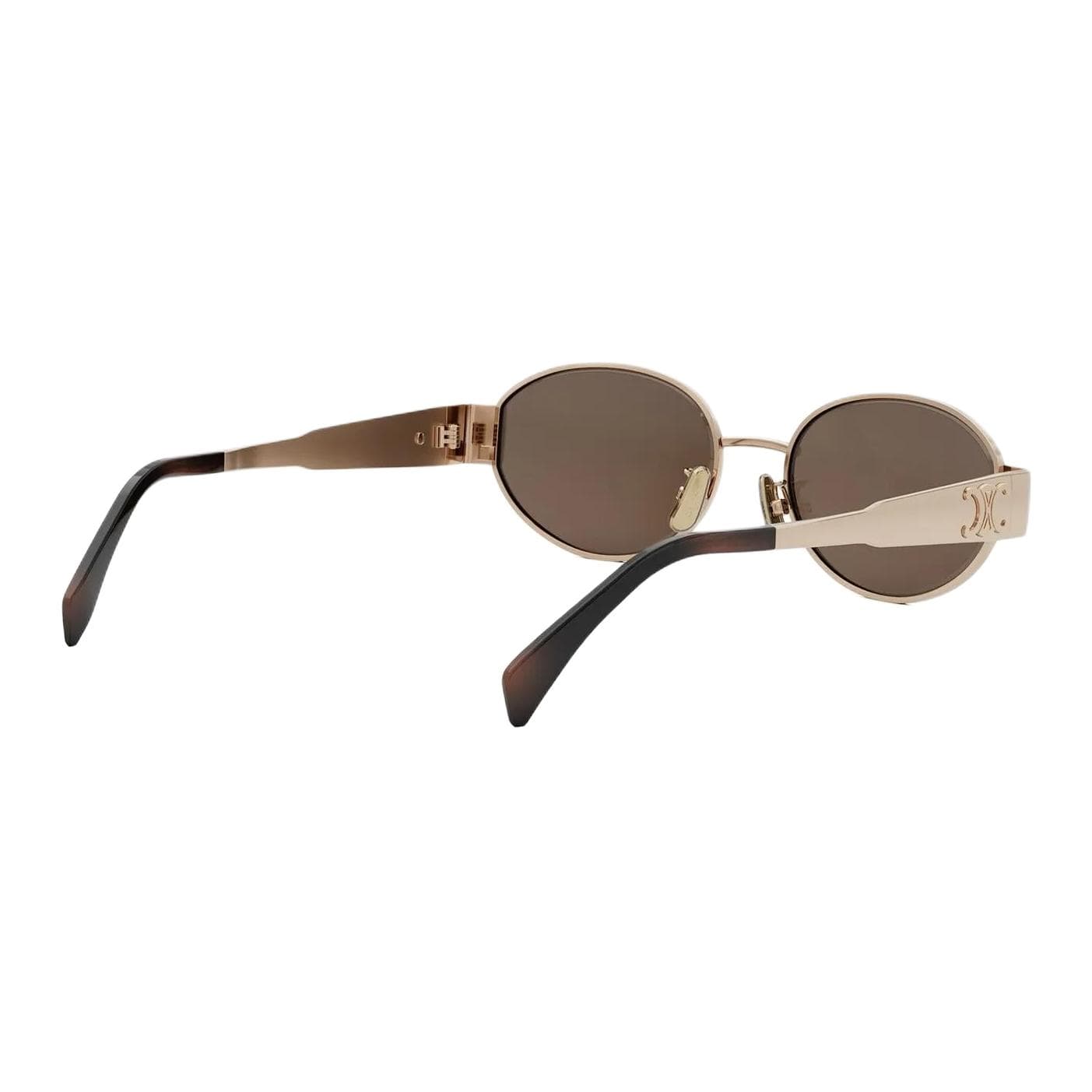 Солнцезащитные очки CELINE Металл OVAL SUNGLASSES Женские Коричневый - изображение 5
