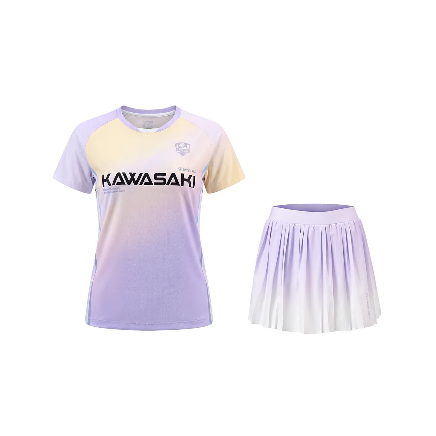 Kawasaki Set Magic Flowers (Gradient Purple Top + Gradient Purple Bottom) Женская Бадминтон Топы и Футболки - изображение 1