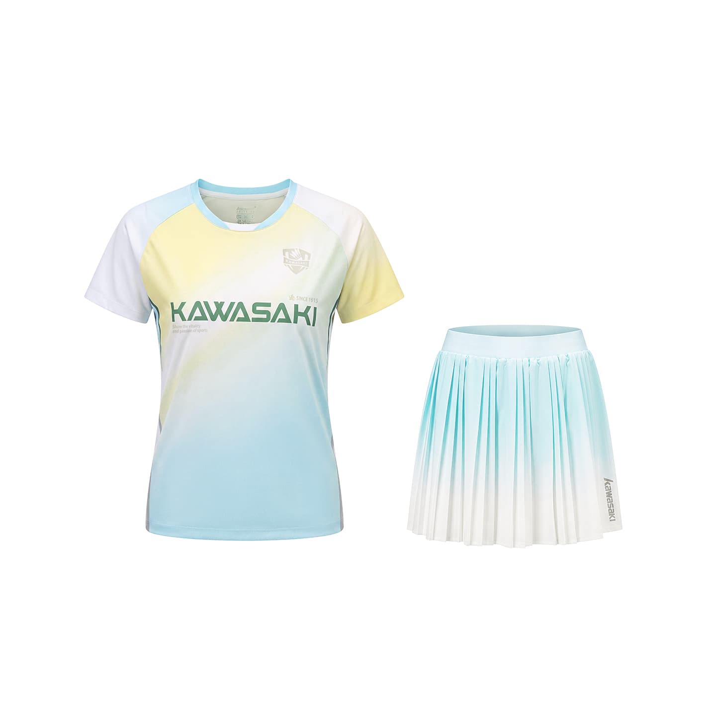 Kawasaki Set Magic Цветы (Gradient Yellow Топ + Gradient Yellow Низ) Женские Бадминтон Топы и Футболки - изображение 1