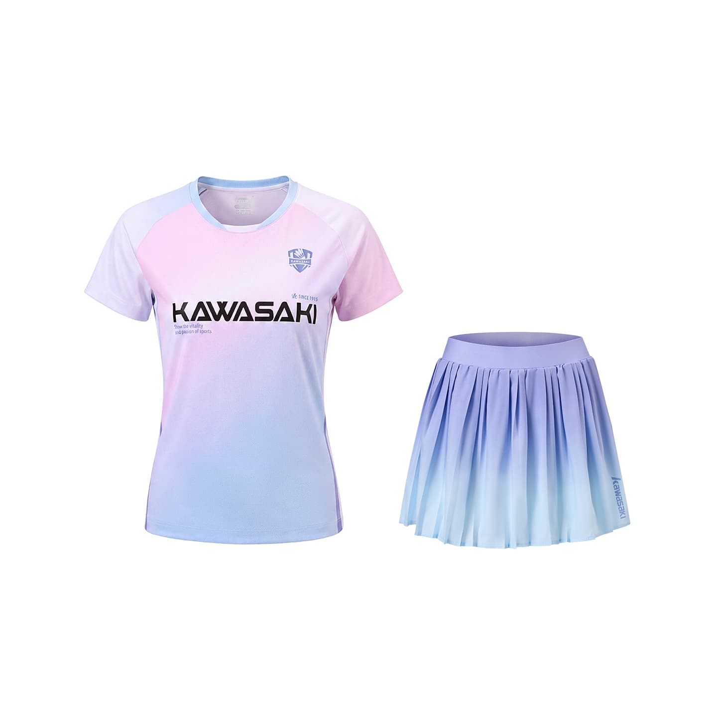 Kawasaki Set Magic Flowers (Gradient Blue Top + Gradient Blue Bottom) Женская Бадминтон Топы и Футболки - изображение 1