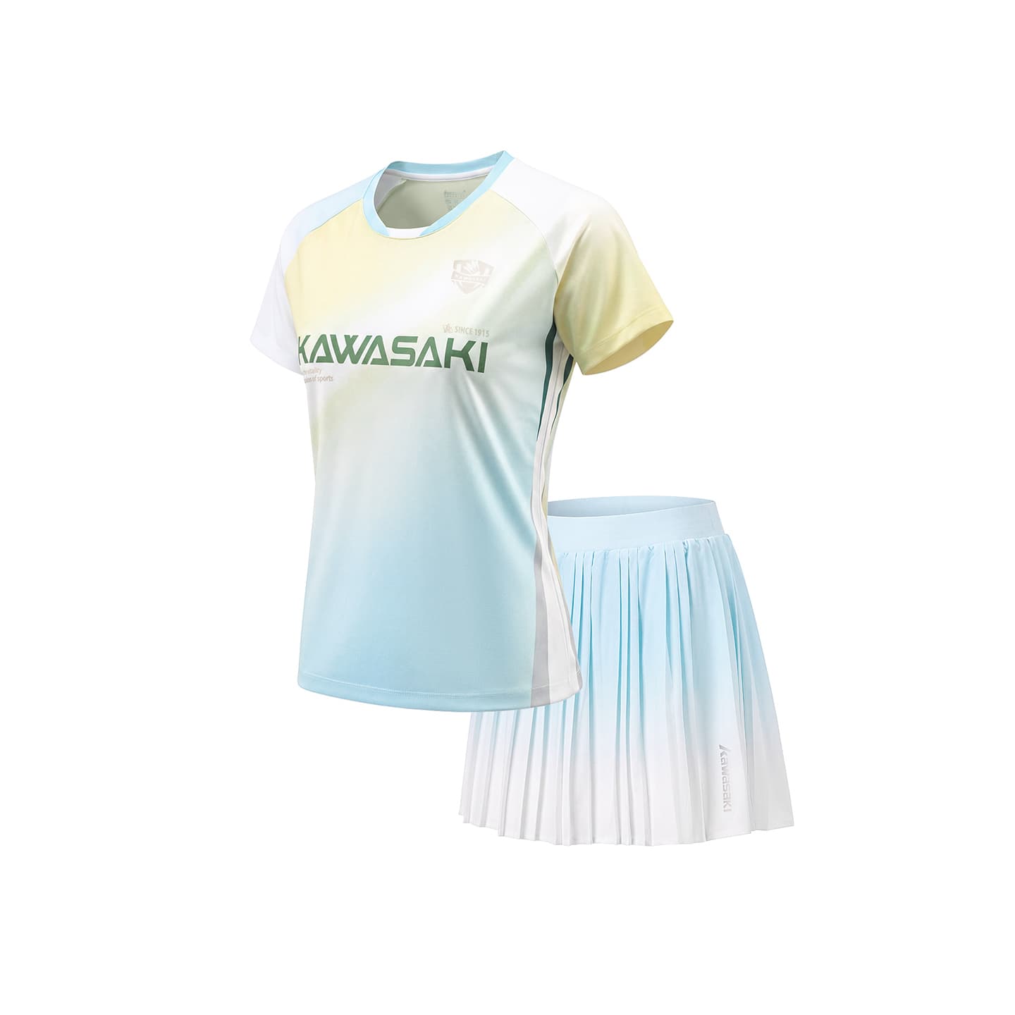 Kawasaki Set Magic Цветы (Gradient Yellow Топ + Gradient Yellow Низ) Женские Бадминтон Топы и Футболки - изображение 3