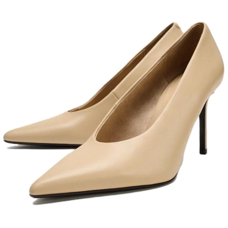 Туфли zara Высокие каблуки Low Топ Бежевый Женские - изображение 3