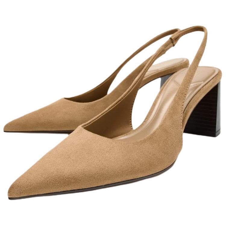 Туфли zara Высокие каблуки Low Топ Песочный коричневый Женские - изображение 4