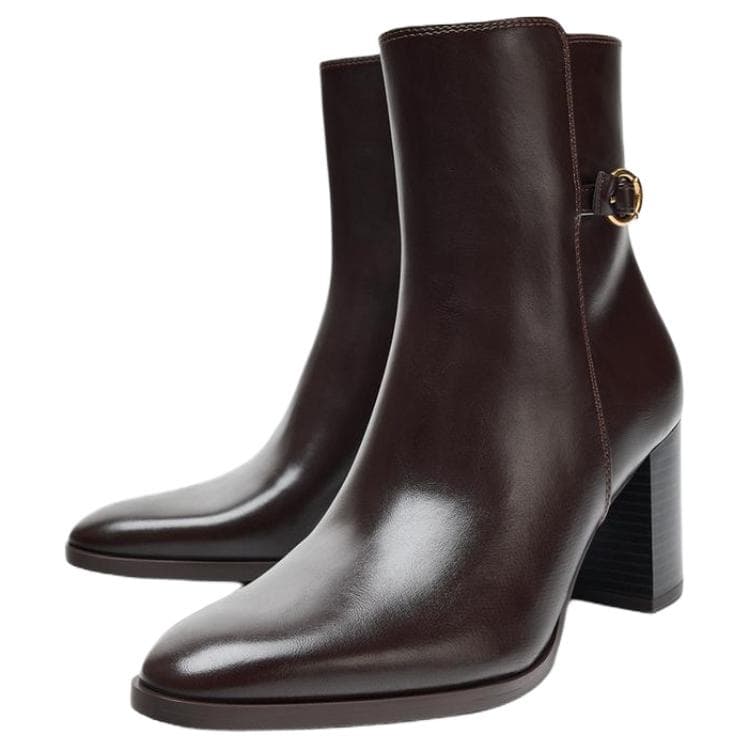 Сапоги zara Ботильоны Коричневый Женские - изображение 4