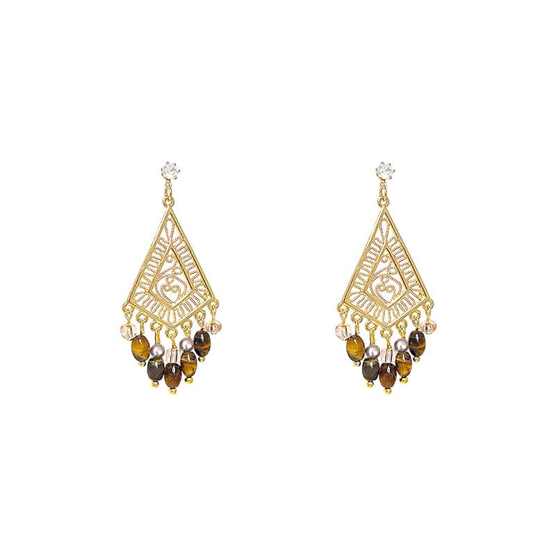 Серьги ONEKISS Камень Тигровый глаз Серьги-гвоздики Женские - изображение 1