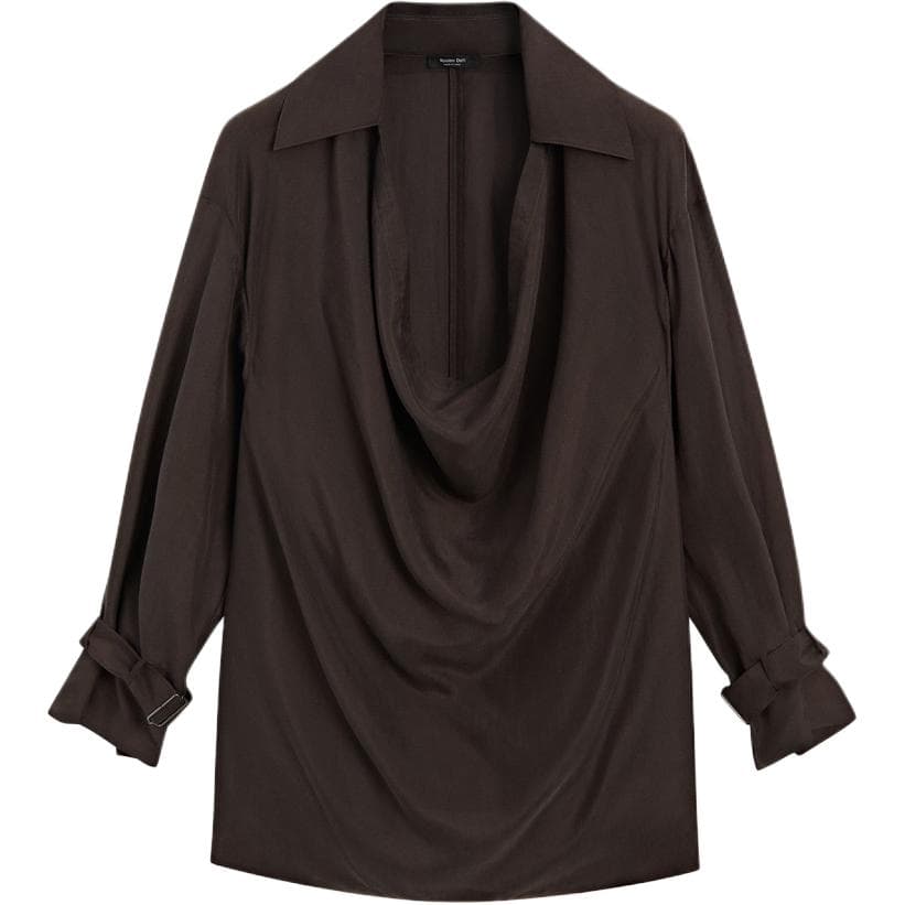 Блузка Massimo Dutti Темно-кофейный Женские Рубашки - изображение 1