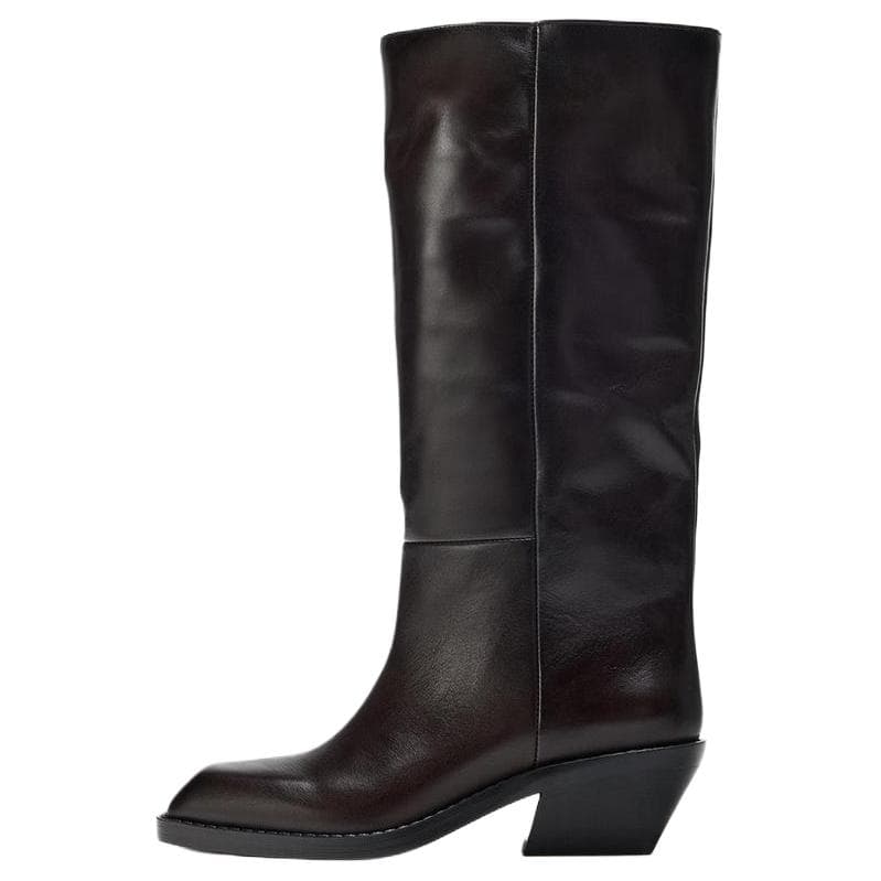 Ботинки zara Колено High Ботинки Коричневый Женские - изображение 1