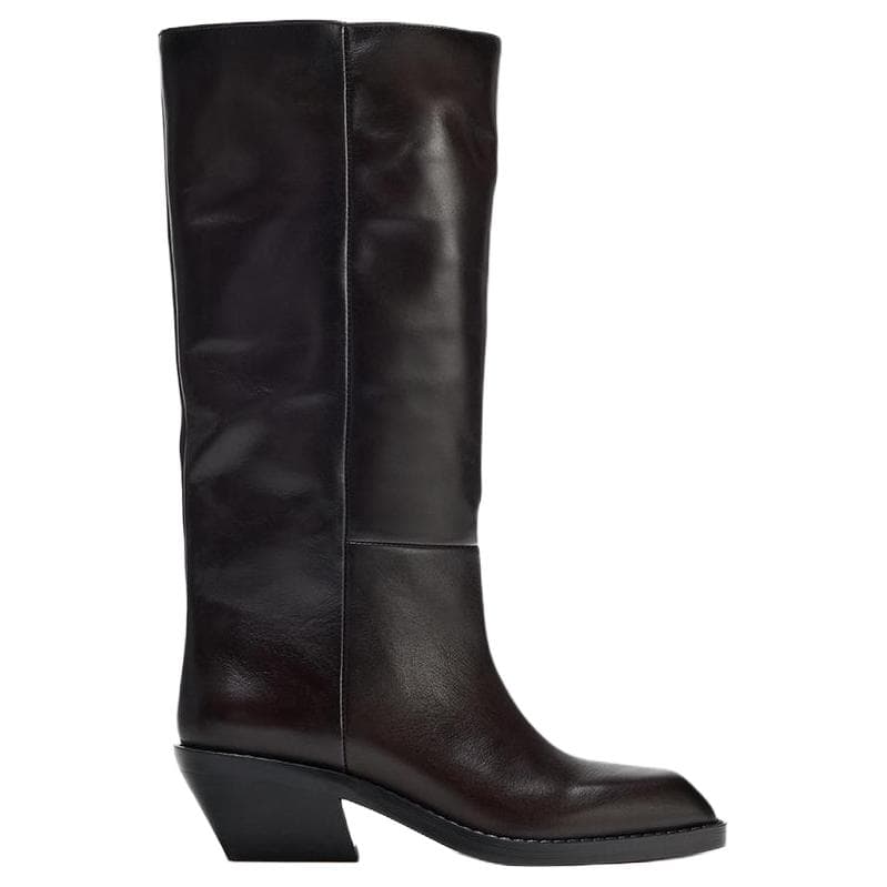 Ботинки zara Колено High Ботинки Коричневый Женские - изображение 2