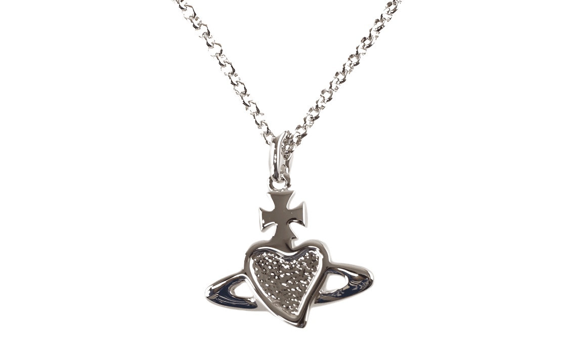 Ожерелье Vivienne Westwood Reverse heart ожерелье с дизайном перевернутого сердца и Сатурна Унисекс Парный Серебристый - изображение 2