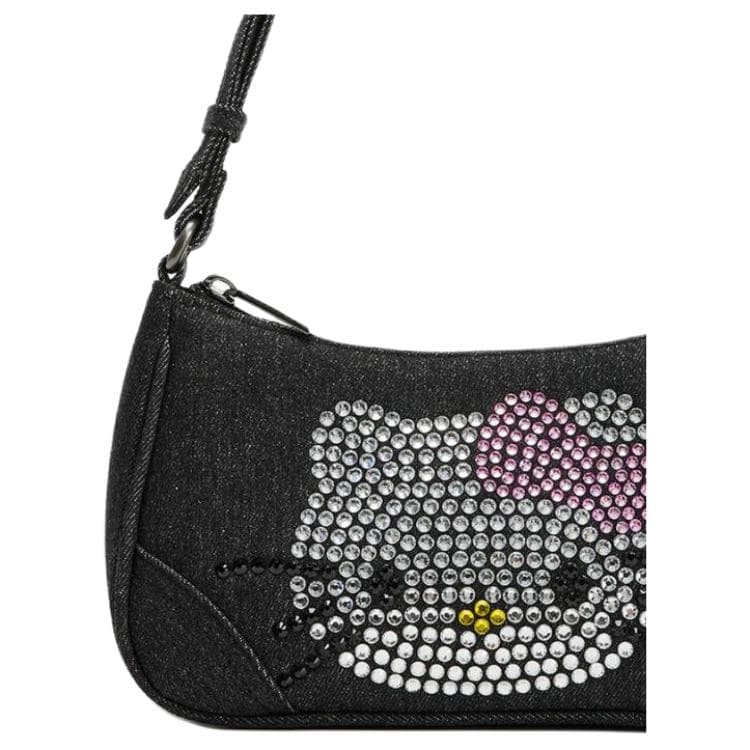 Мини-сумка ZARA x Hello Kitty Коллаборация Хлопковое волокно с полиэстером Сумка через плечо Женская Черная - изображение 5