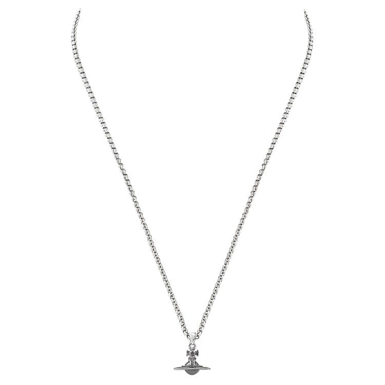 Ожерелье Vivienne Westwood Petite Orb PENDANT Латунь с кристаллами Сатурн Маленький размер Объемный кулон-подвеска Мужской Серебристый/темно-серый - изображение 4