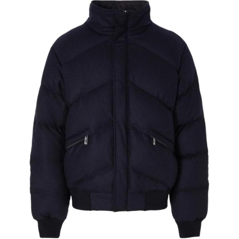 Зимняя куртка пуховик Emporio Armani FW23 High Neck Zip Cotton Jacket Navy Blue - изображение 1