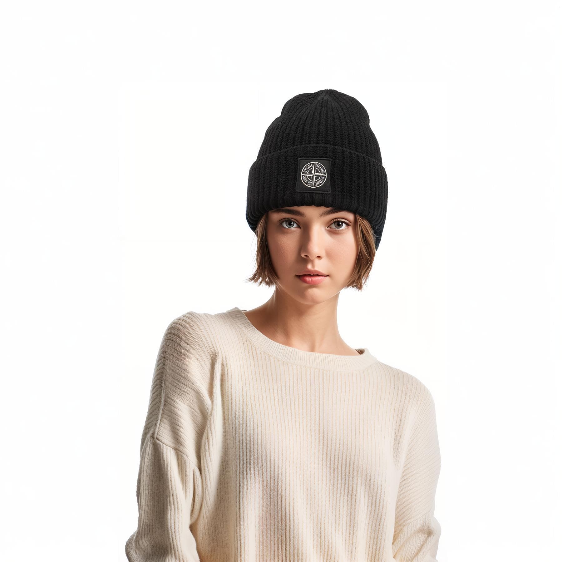 Шапка Stone Island Logo Knit Wool Beanie Black - изображение 4
