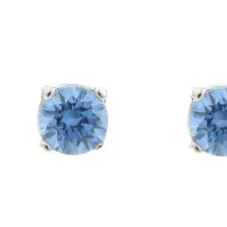 Серьги Swarovski Серьги-гвоздики с родиевым покрытием и цирконием женские синие - изображение 2