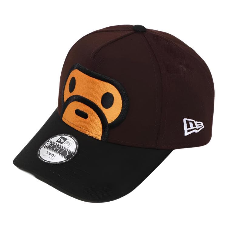 Кепка A BATHING APE X New Era С вышивкой имитации принта Полиэстеровые кепки для детей Коричневый - изображение 1