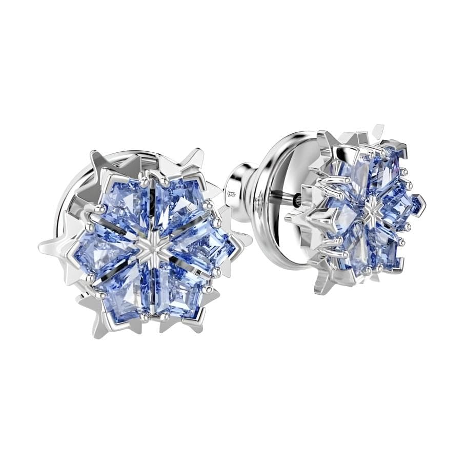 Серьги Серьги-гвоздики с родиевым покрытием Swarovski унисекс синие - изображение 2