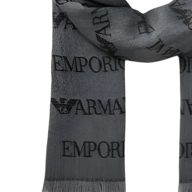 Шарф EMPORIO ARMANI Шерстяные вязаные шарфы Мужской Светло-серый - изображение 3