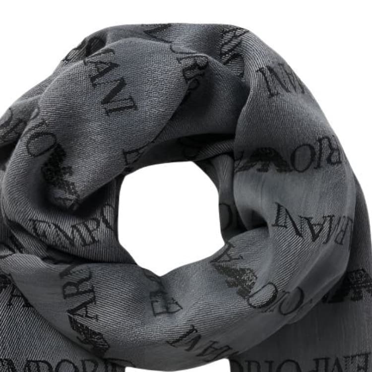 Шарф EMPORIO ARMANI Шерстяные вязаные шарфы Мужской Светло-серый - изображение 2