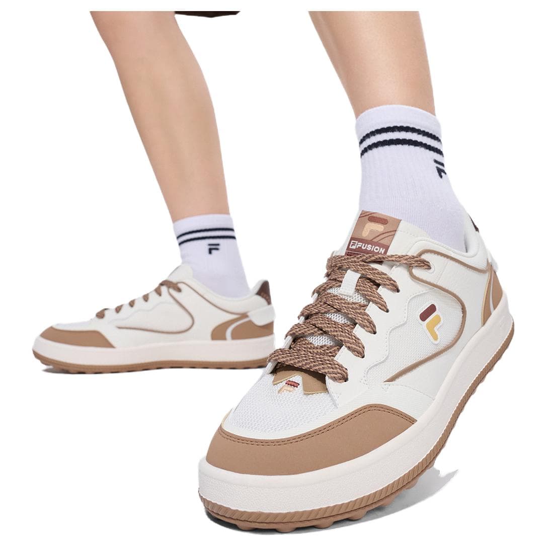 Кроссовки FILA FUSION FUGIO Кеды для скейтбординга Low Топ Белый-коричневый Мужской - изображение 7