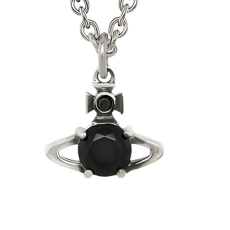 Ожерелье Вивьен Вествуд Brass Necklaces Мужской Серебристый Черный Ромб - изображение 2